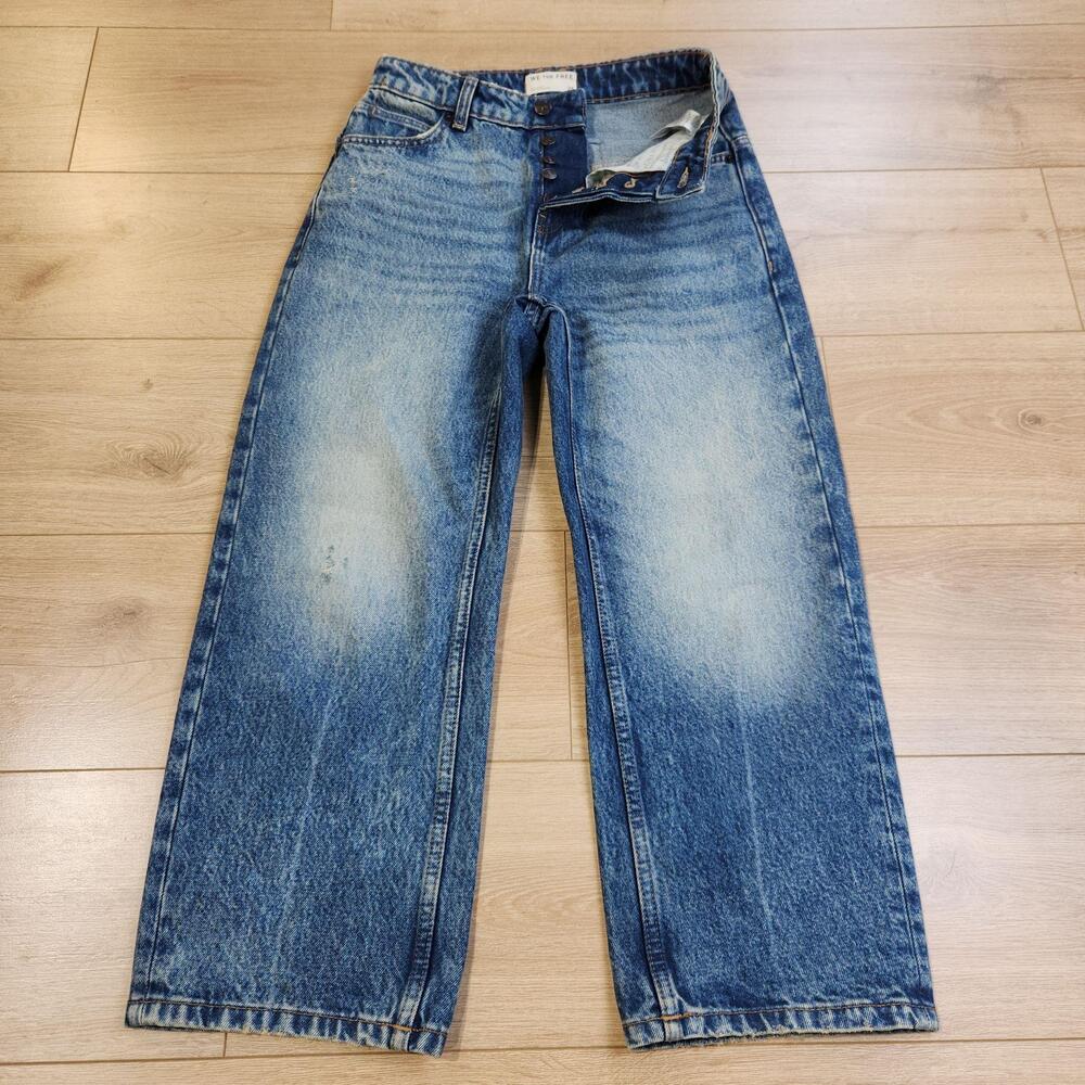 We The Free Deep Trance Dropped Boyfriend Jeans Womens 24 Blue Relaxed Denim